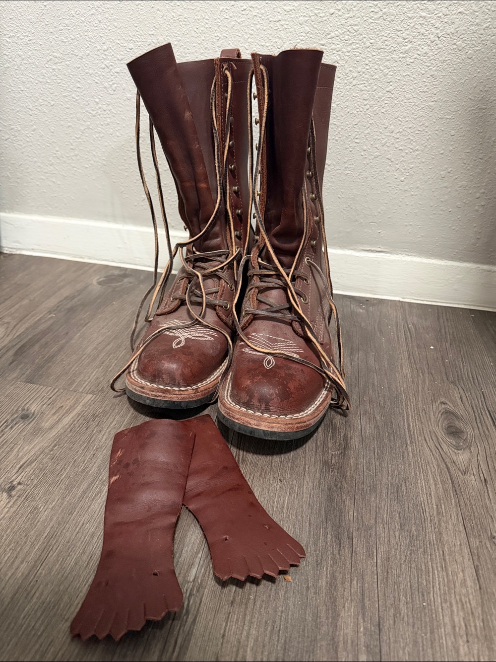 Brown Leather Lace-Up Work Boots